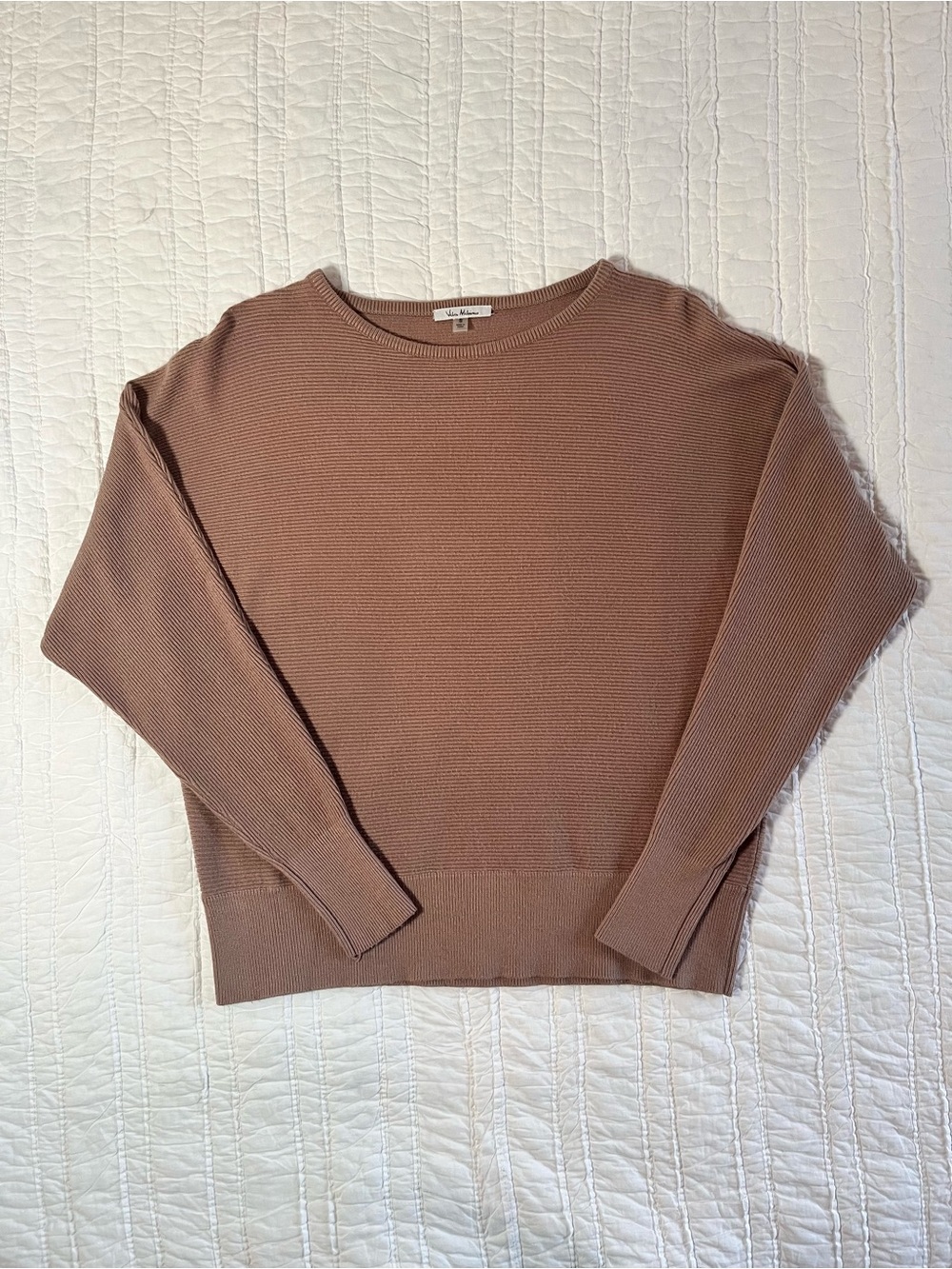 Vila Milano Ribbed Knit Crewneck Sweater Dusty Mauve Brown - S